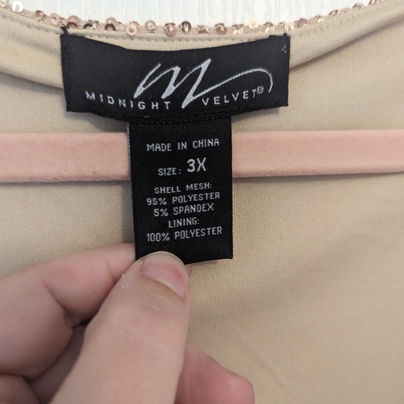 Sequin v neck top - rose gold 3x - Picture 2 of 4